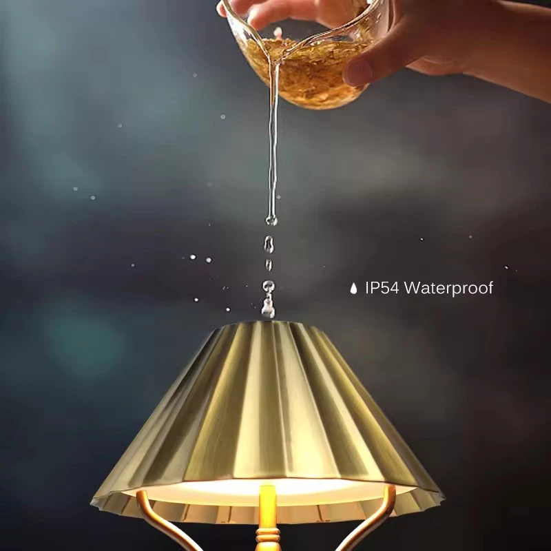 Metal Scallop Cordless Table Lamp Home Decor Battery Led Rechargeable Gold Table Lamp price